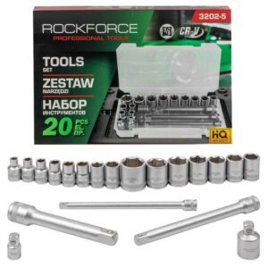 Σετ καρυδάκια ROCKFORCE 20 τεμάχια 3/8 6-22mm