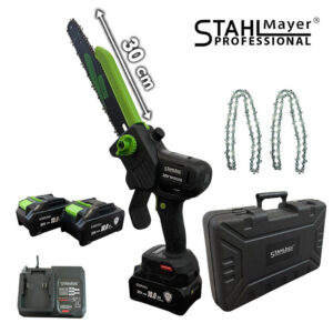 Επαναφορτιζόμενο αλυσοπρίονο StahlMayer με οθόνη, 2 μπαταρίες 36V 10Ah, 2 αλυσίδες, λάμα 30 εκ.